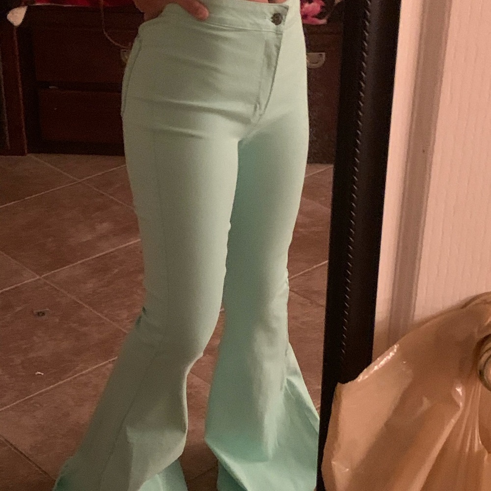 L&B mint green bell bottoms jeans